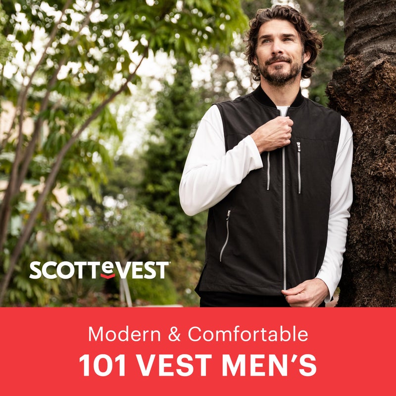 SCOTTeVEST 101 Vest for Men - 9 Hidden Pockets - Water Repellent for Travel & More (Black, Large) - Image 4